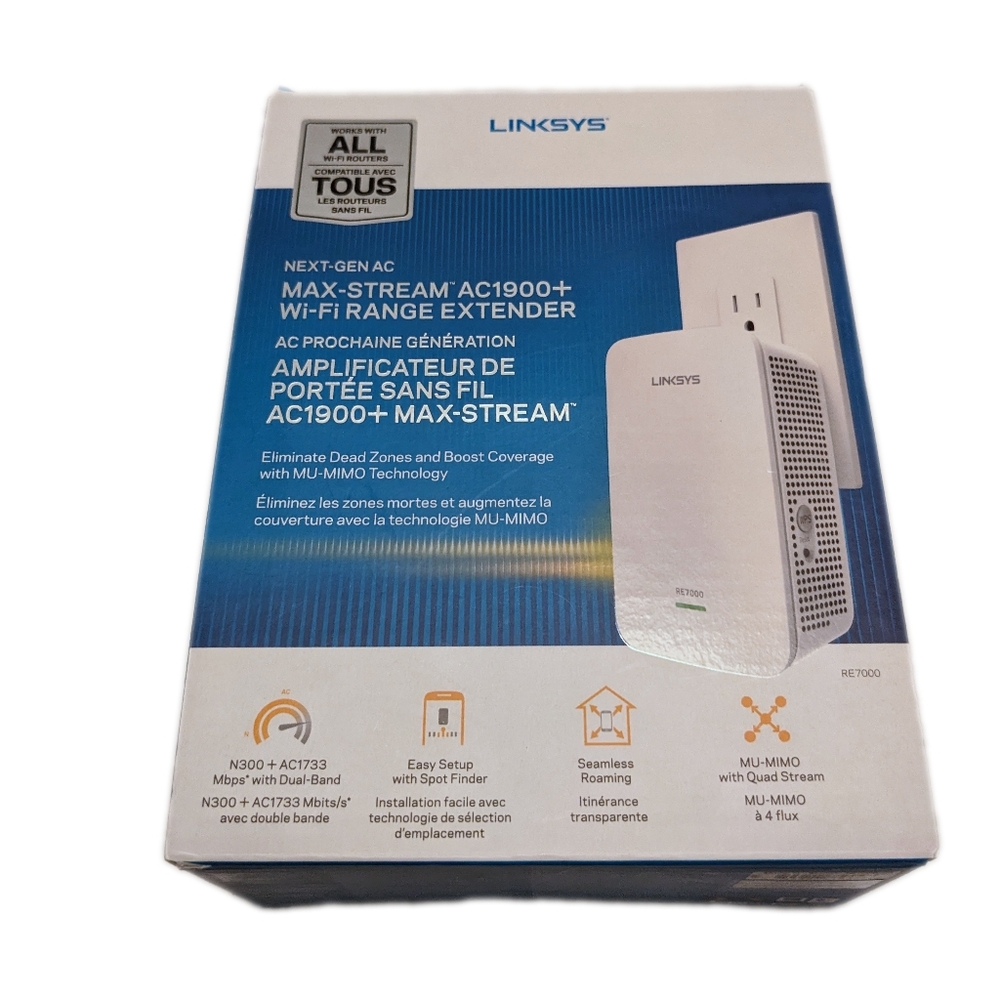 Linksys Max Stream AC1900 WiFi Range Extender MU-MIMO Dual Band Gigabit Ethernet